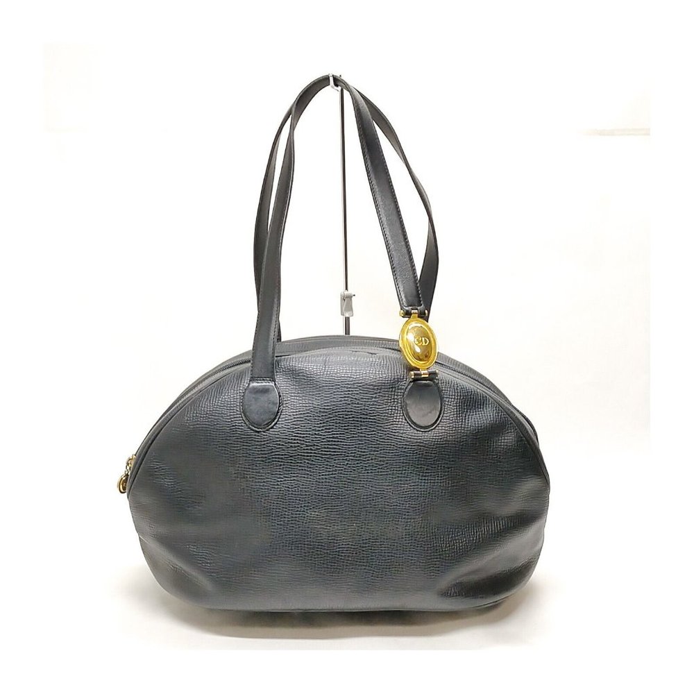 Christian Dior Hand Bag Black Leather